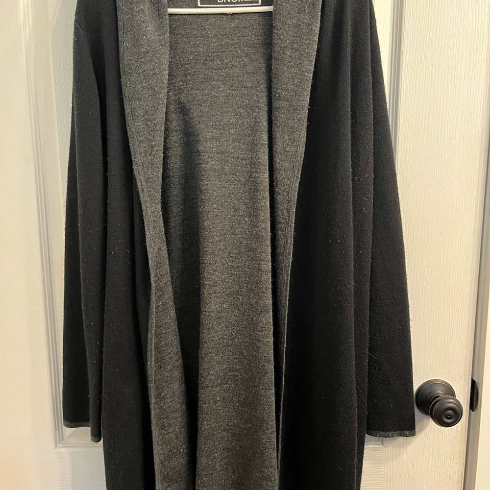 Chic Black and Gray Cardigan by Blanc Noir